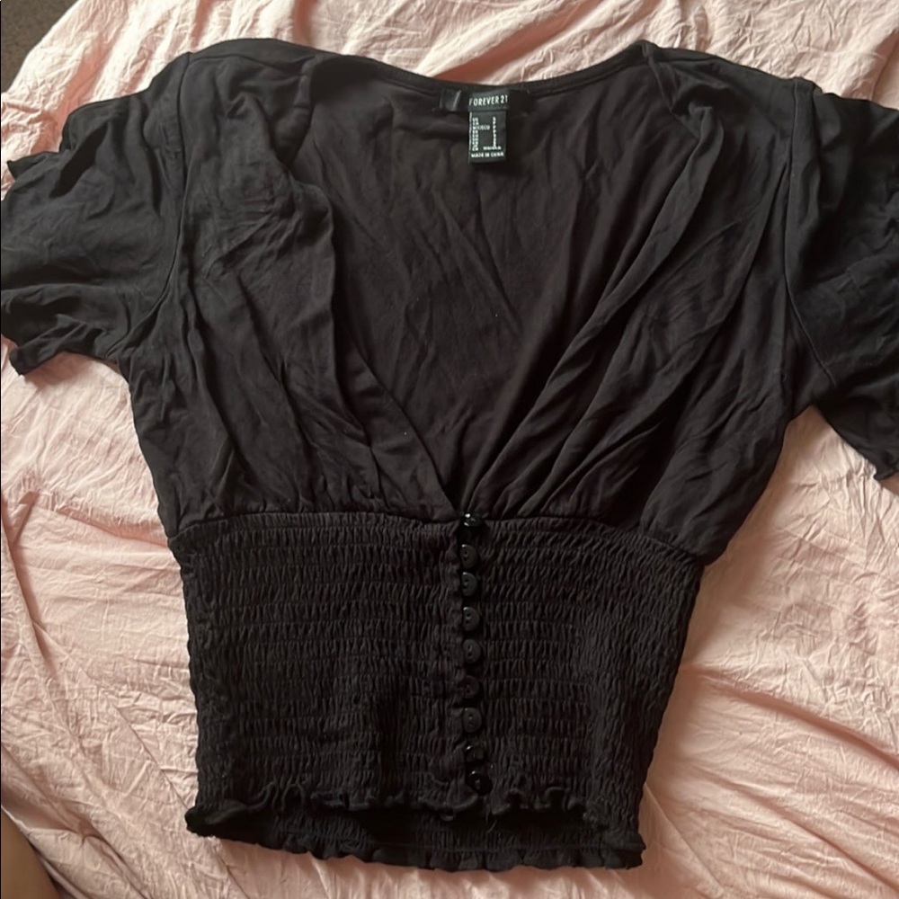 black opened crop top